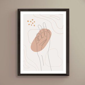 Modern Minimalist Hand Abstract Boho Wall Art Print Home Decor [No Frame]